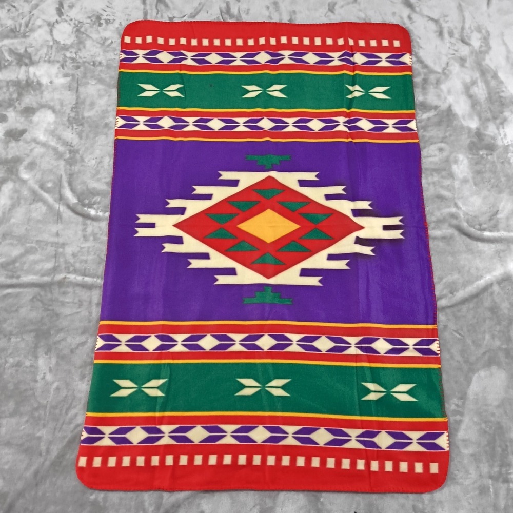 St Labre Indian School Southwest Throw Blanket Fleece Tribal 58x39 Aztec Colorfu